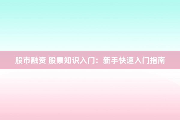 股市融资 股票知识入门：新手快速入门指南