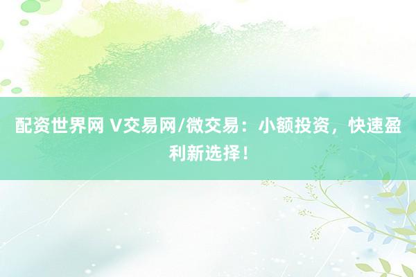 配资世界网 V交易网/微交易：小额投资，快速盈利新选择！