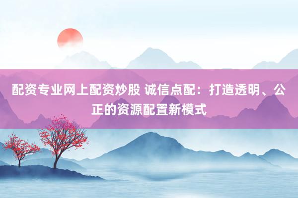 配资专业网上配资炒股 诚信点配：打造透明、公正的资源配置新模式