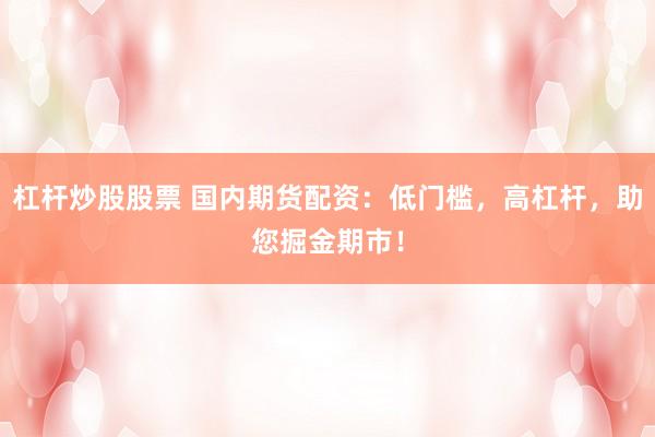 杠杆炒股股票 国内期货配资：低门槛，高杠杆，助您掘金期市！